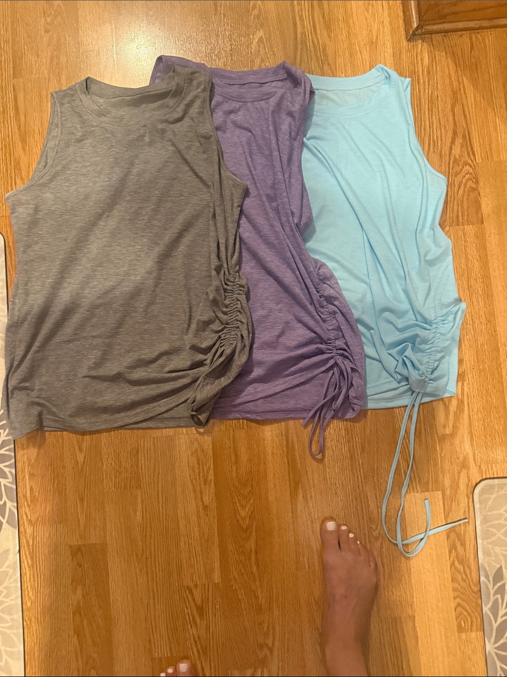Women’s Sleeveless Ruched Side Tank Top - Gray, Purple, Light Blue